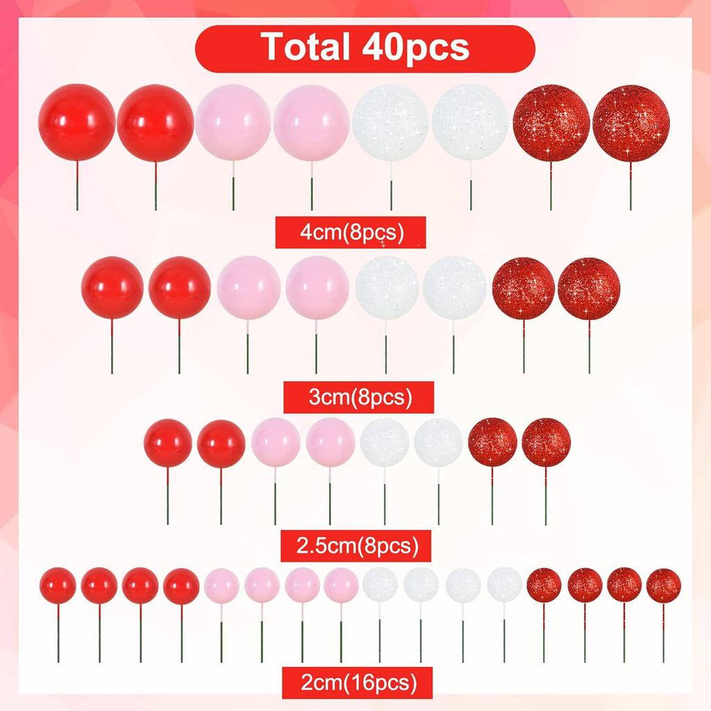 40 Pcs Cake Decoration Foam Balls: DIY Christmas Party Cake Toppers
