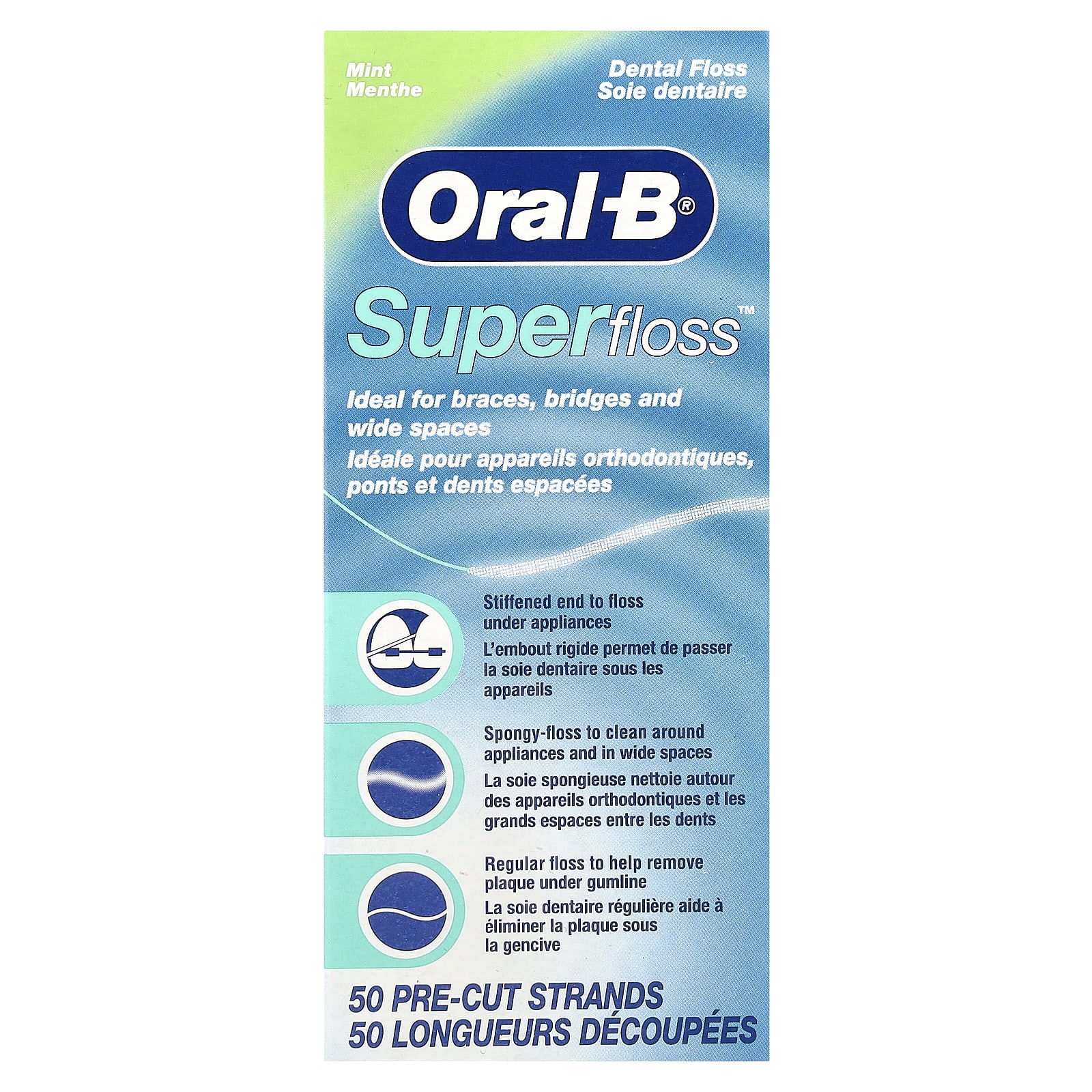 

Oral-B, Super Floss™, Mint, 50 Precut Hairs