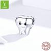 Sterling Silver Smile Teeth Beads - Cute Bracelet Accessory SCC1401