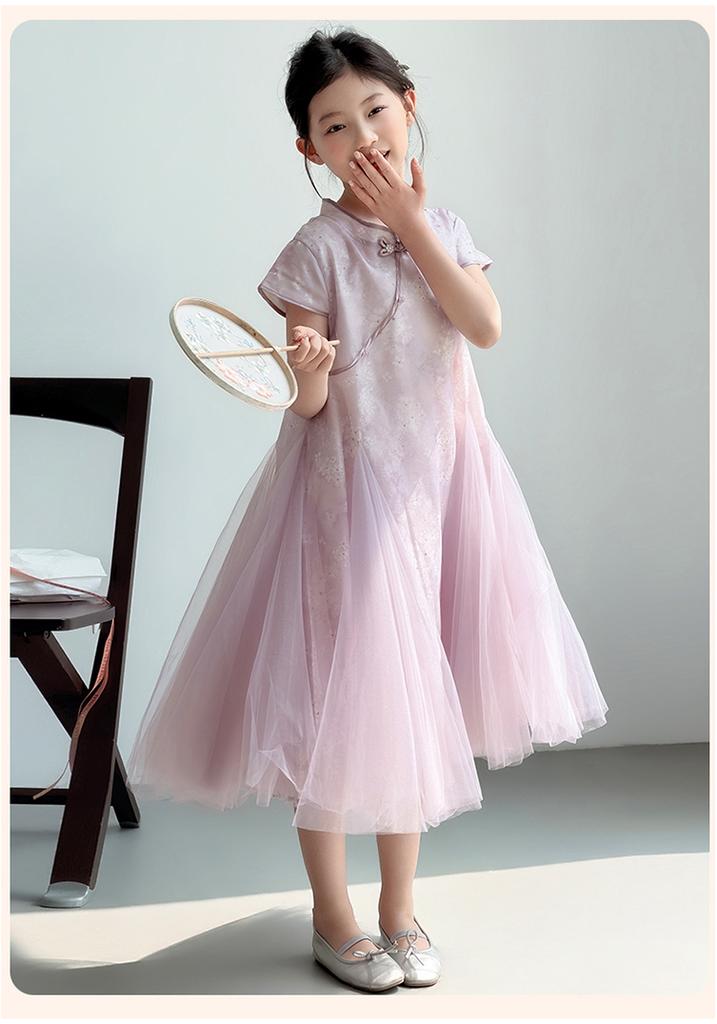 Girls' dress, summer new style, girls' new Chinese style dress, big children's national style cheongsam dress, summer dress, Hanfu dress