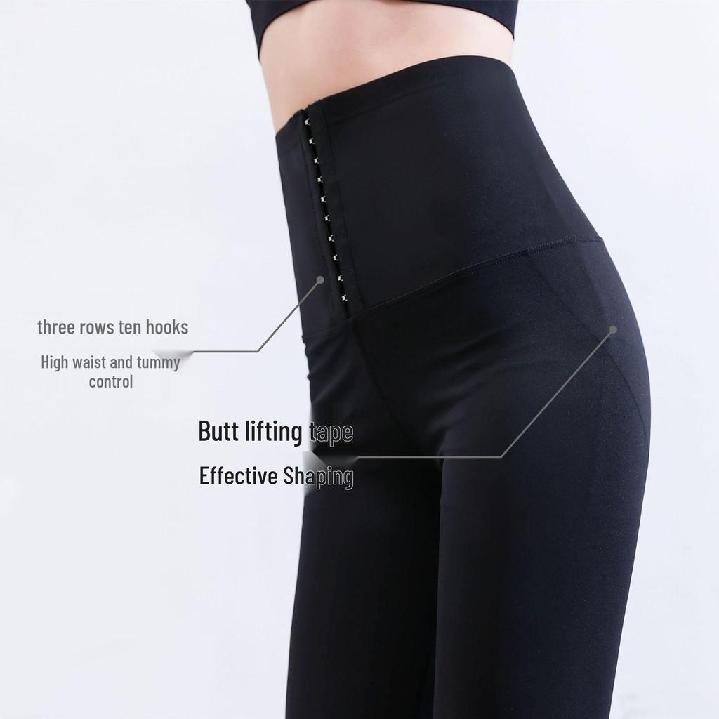 High Waist Plus Size Damen Leggings: 200 Jin, Knopfleiste vorne, Bauchkontrolle, Bequem, Nicht einschnürend, Neun-Punkte-Länge.