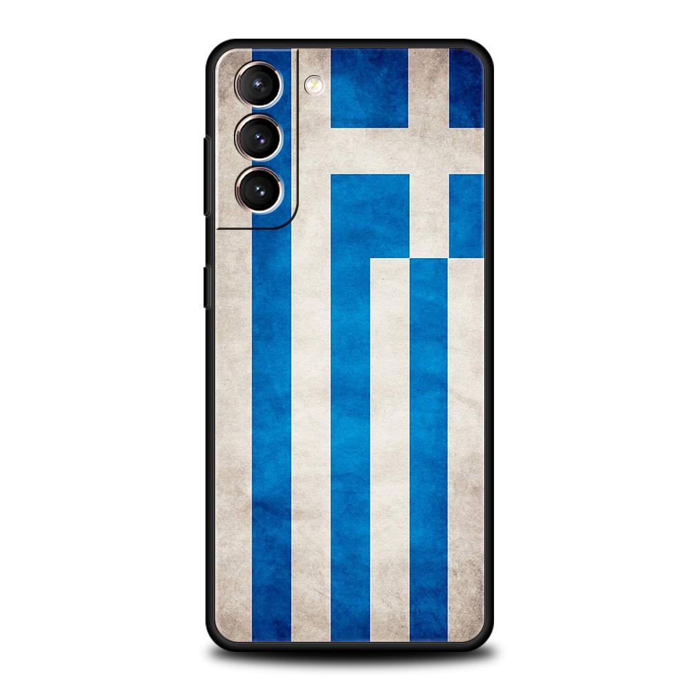 Greece Greek Flag Phone Case for Samsung Galaxy S24 S23 S22 S20 S21 FE Ultra S10 S10E S9 S8 Plus 5G Soft TPU Cover Capas Fundas