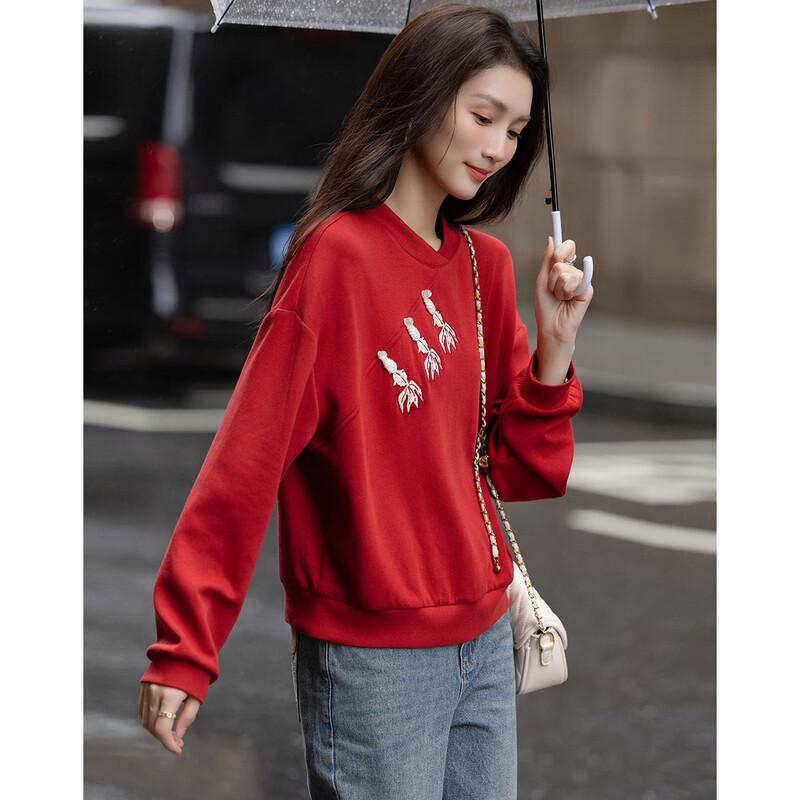 Demana New Chinese Style Goldfish Embroidered Sweatshirt