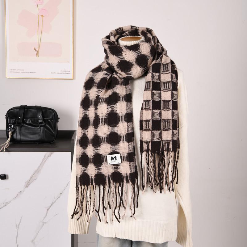 Hochwertiger Schal im koreanischen Stil mit Karomuster: Warmer, verdickter Kaschmir-ähnlicher Schal für Studenten und Paare