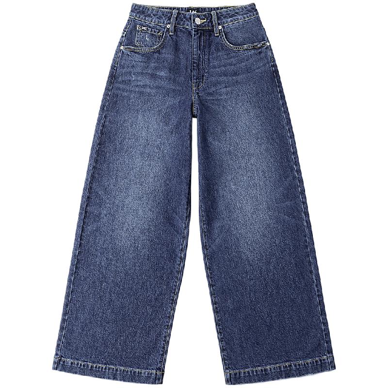 

Lee Women s 5-Pocket Comfort Wide-Leg Mid-Dark Blue Jeans 30