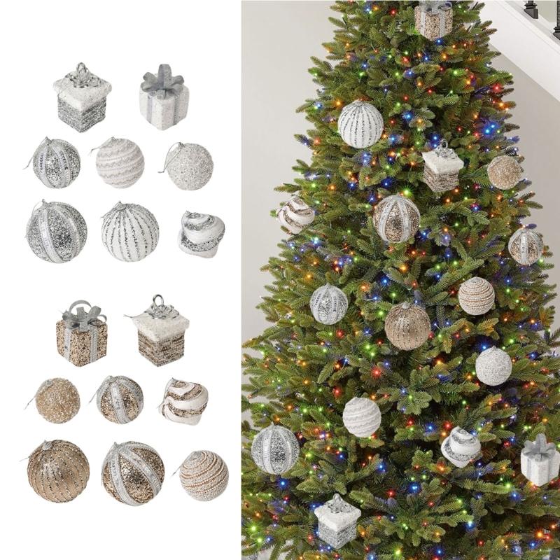 8Pcs Glittering Christmas Ball Ornament Shatterproof Decorative Baubles Christmas Tree Decorations For Wreath Door Wall