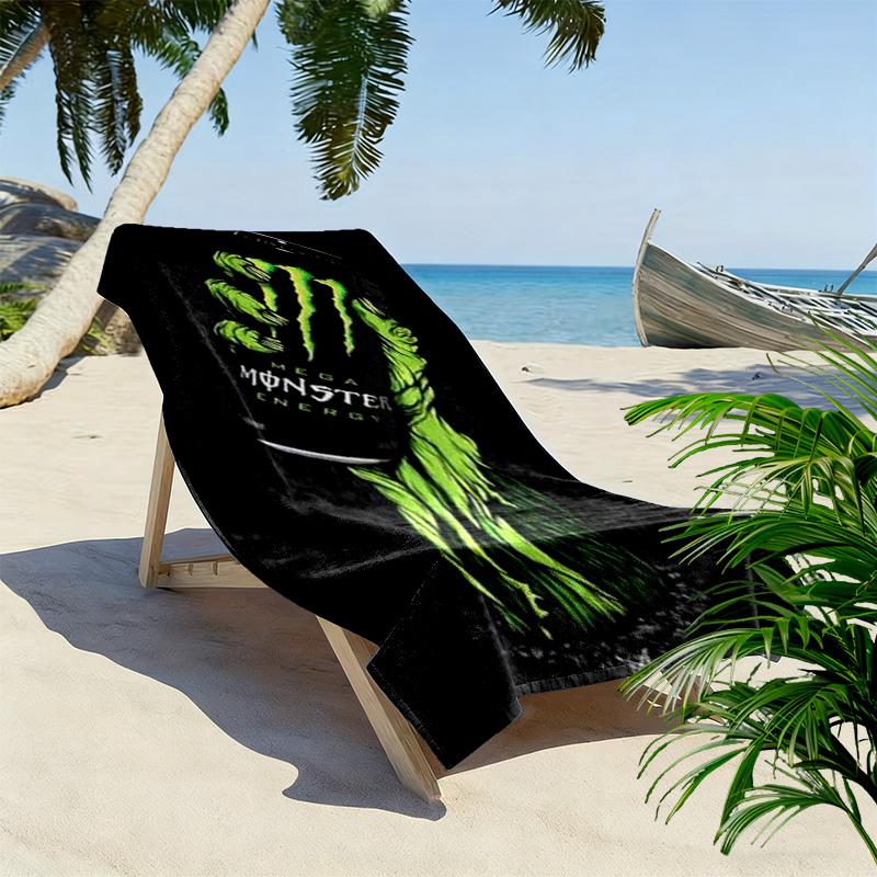 Monster Energy Drink Mega Power Can Beach Towel Beach Towel For Vacation Photos Soft Seaside Swim Quickdrying Swim Towel Beach Towel Printing