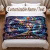 Tree of Life Theme Soft Blanket Personalized Custom Name Text Print Warm Blanket Home Sofa Bedroom Decor