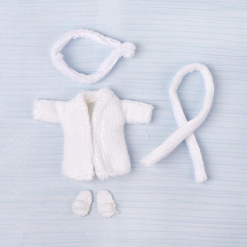OB11 Doll Pajamas Bathrobe Top Suit For Ob11 1/12 Doll Outfit Daily Casual Accessories For Children Diy Comes With Slippers