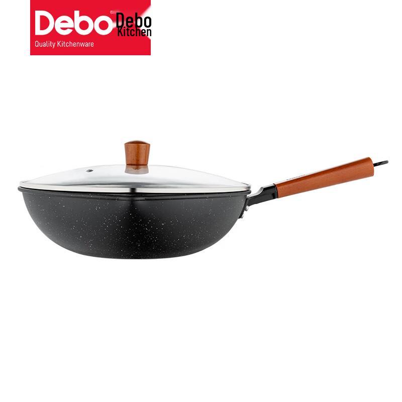 Debo Fine Iron Non-Stick Wok with Lid