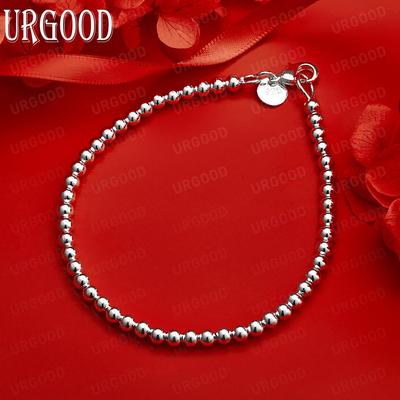 925er Sterlingsilber 16-23cm 4mm Perlenarmband Mode Hochzeits Schmuck