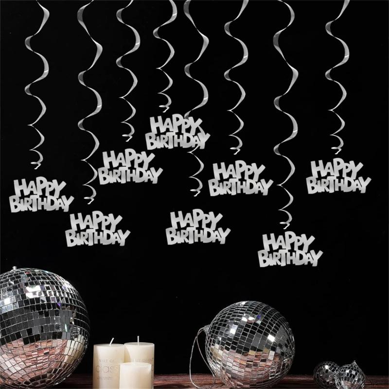 Stylish Birthday Party Hanging Swirls Beautiful Happy Birthday Spirals Decors Set Individualized Party Enhancement