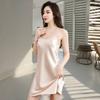 Women's Summer Nightgown Simulation Silk Suspender Vest Thin Sexy Ice Silk Spring and Autumn Pajamas Loungewear