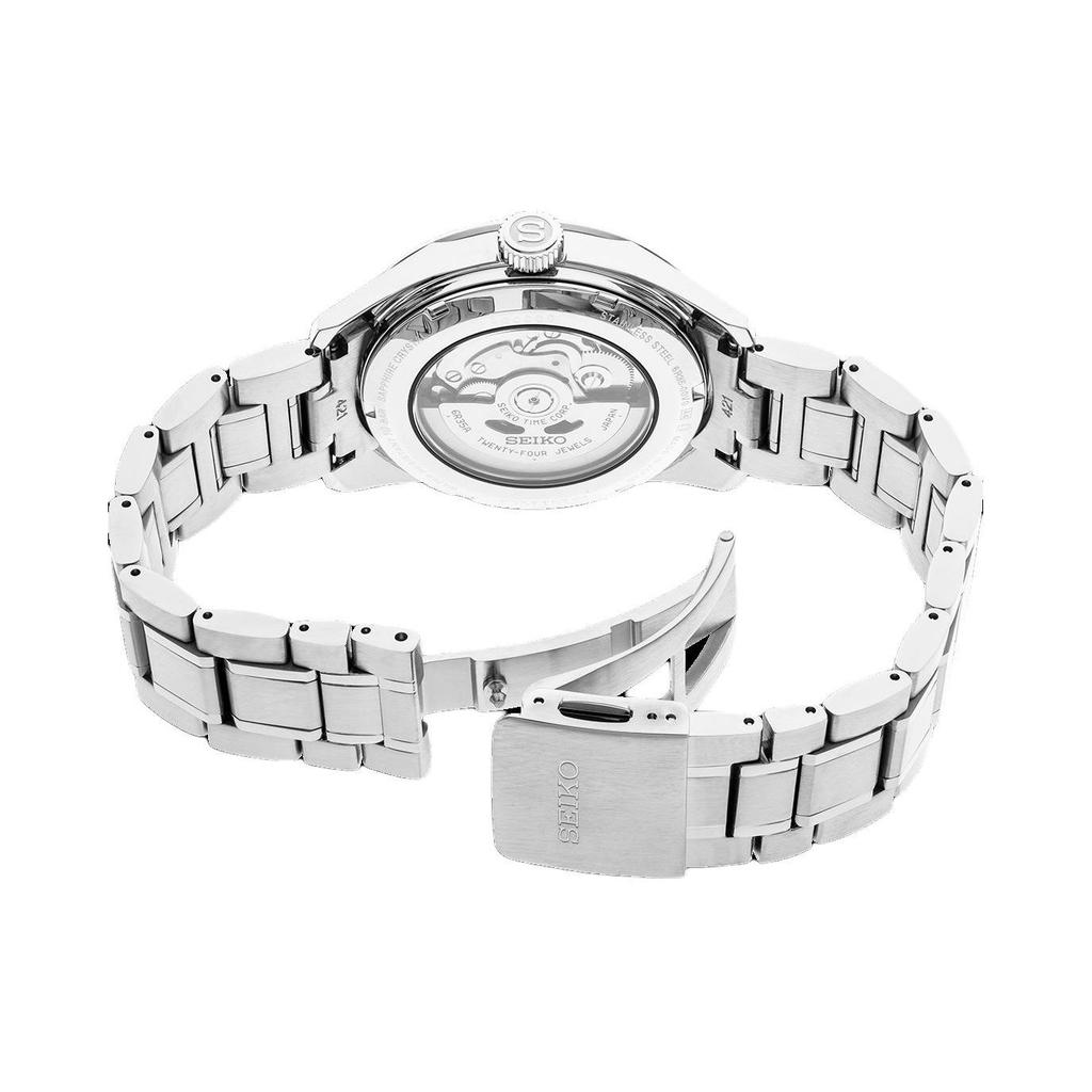 Seiko Presage Series 100M Water Resistant Date Display Large Three Hands Green Snowflake Dial Mechanical Movement Stainless Steel Bracelet SPB169J1