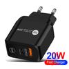 US/UK/EU Plug for QC 3.0 PD USB Charger 20w Type C Fast Charger Power Adapter Travel Phone Charging for Head Accessories