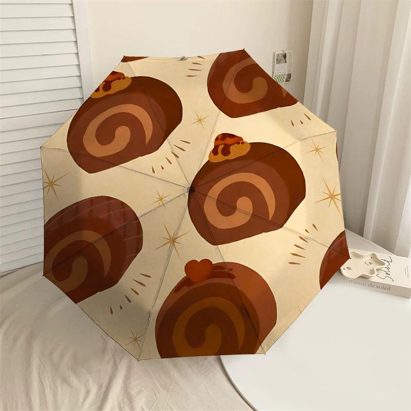 

1PC Cinnamon Roll Umbrella-8-Rib Reinforced Portable Folding Travel Suitable for All Seasons Outdoor Daily Use-H0377