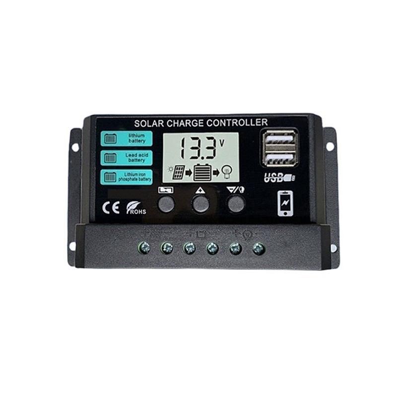 Solar Panel Regulator with LCD Display Double USB Port Solar Charging Controller for 12V 24V Systems Improved Control