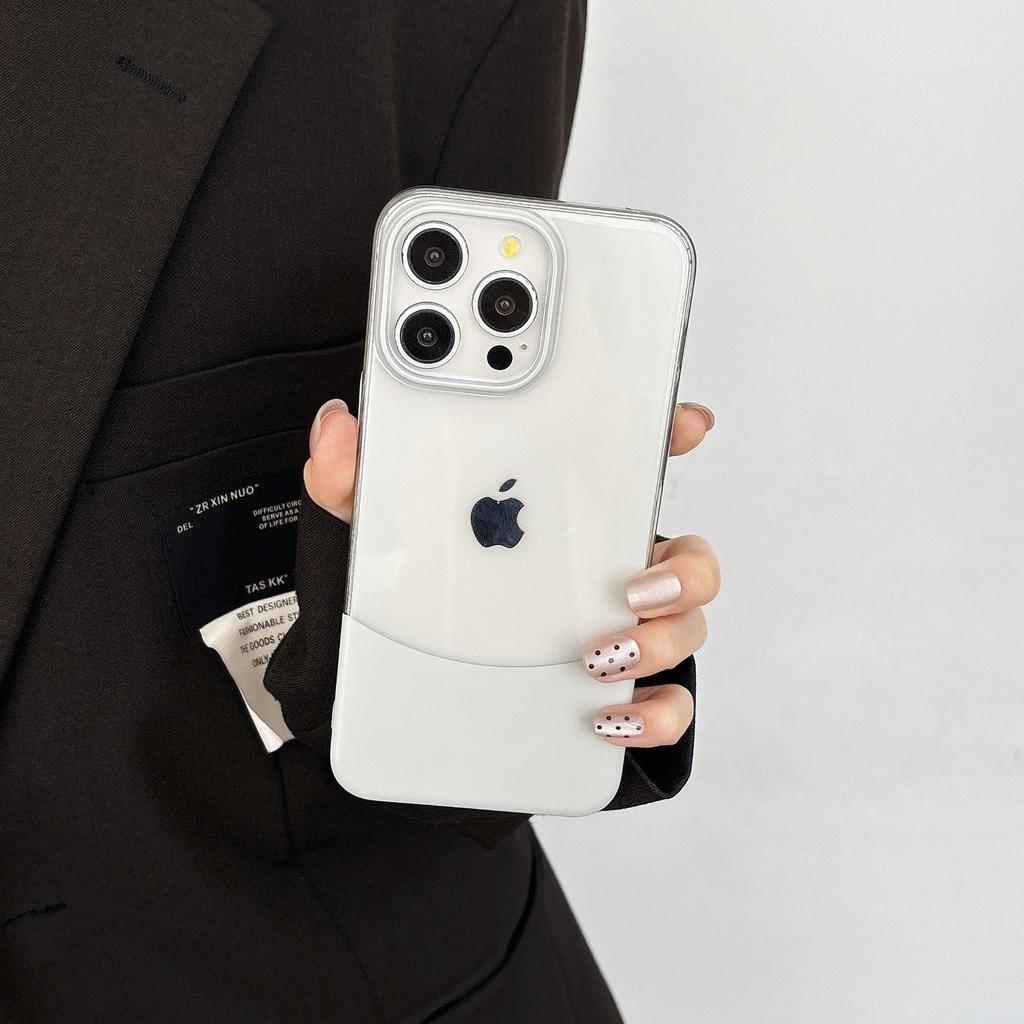 One-piece Transparent Two-color Spliced Apple 16Promax Phone Case, Suitable for Iphone15, Detachable 14 Ultra-thin Case