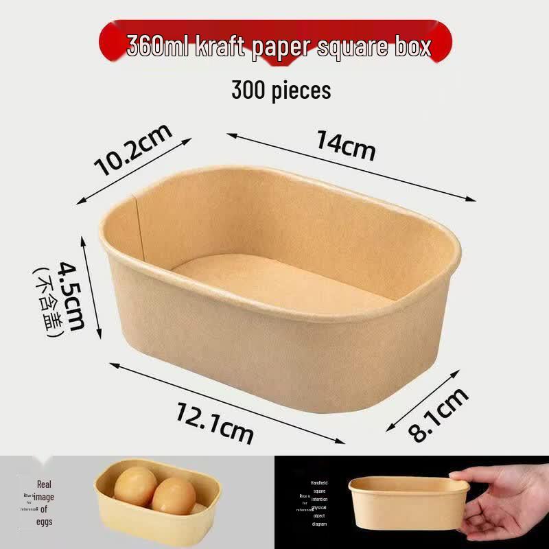 Qiwei Disposable Kraft Paper Rectangular Takeaway Lunch Box