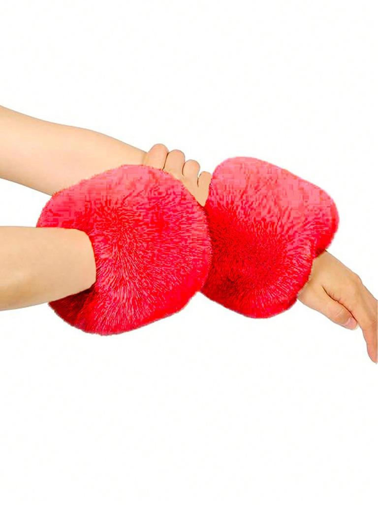 1 Pair Faux Fur Short Wrist Cuff, Elegant & Cute Fingerless Arm Warmer Sleeve For Women, Suitable For Daily Wear, Party, New Year Events
