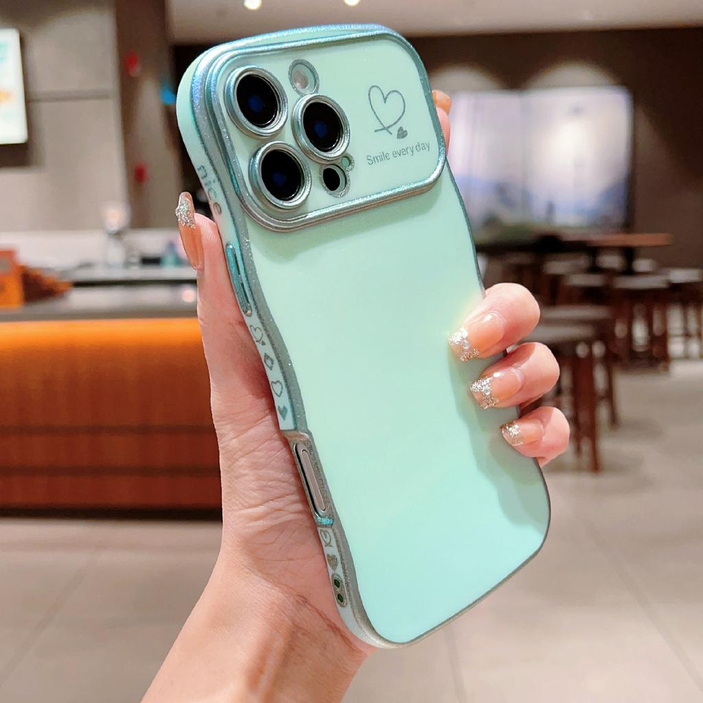 For iPhone 16 Pro Case Curly Shape Love Heart TPU Phone Cover Iridescent Gradient