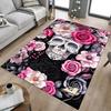 1PC Skull and Flowers Flannel Blanket Carpet Ultra Soft, Thick & Absorbent, Non Slip Machine Washable Mat for Entryway