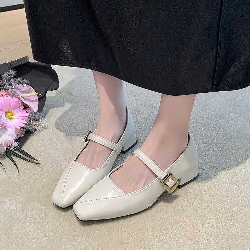 High heels women's autumn new retro square head thick heel with temperament shallow mouth versatile single shoes