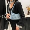 Personalized contrasting color underarm bag 2025 spring new fashion popular women's bag denim diamond hair shoulder bag