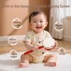 Chewable Wooden Sheepskin Drum Rattle for Newborns, Traditional Handheld Bell Toy for 1-Year-Olds