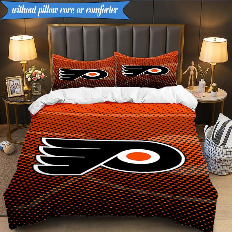 3PCS Flyers Hockey Team Bedding Set,Including 1pc Duvet Cover And 2pcs Pillowcases Perfect for Bedroom, Dormitory, Fan Christmas gift