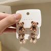 Neues Design Niedliche Beflockung Plüsch Kaninchen Ohrstecker für Frauen Korean Fashion Braun Tier Bär Ohrring Schmuck Party Mädchen Geschenk