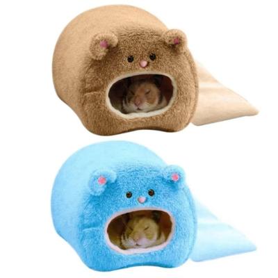 Waschbare Bärenform Hamster Warmes Bett Gemütliches Fleece Hamsterkäfigbett Niedlich mit Matte Kleines Haustierhaus Haustier Ruheplatz