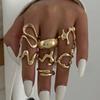 Salircon 7Pcs/Set Trendy Unique Irregular Smooth Ring Women Punk Geometric Gold Color Lava Open Ring Couple Wed Accessories Gift