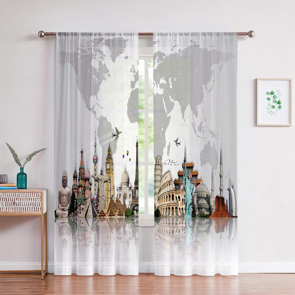 Zasłony 3D z nadrukiem Miasto Budynki Widok ulicy Nocny widok Kompleks budynków Salon Okna od podłogi do sufitu Zasłony na zamówienie