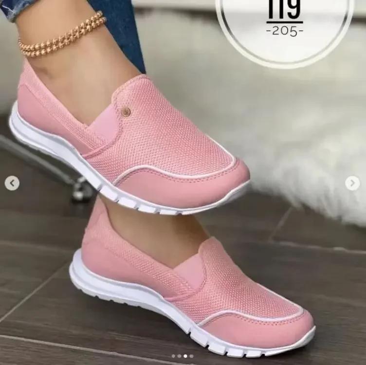 Fashion Women Shoes Platform Sneakers New 2024 Summer Breathable Single Shoe Female Soft Sole Flat Shoes Casual Board Shoes Plus Size 43