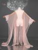 Sheer Tulle Long Cape With Butterfly Lace Cuffs Open Front Flowy Wrap Shawl For Hanfu Cosplay Wedding Photoshoot Outfit