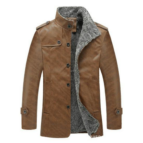 Veste de moto en cuir doublée polaire pour homme grande taille