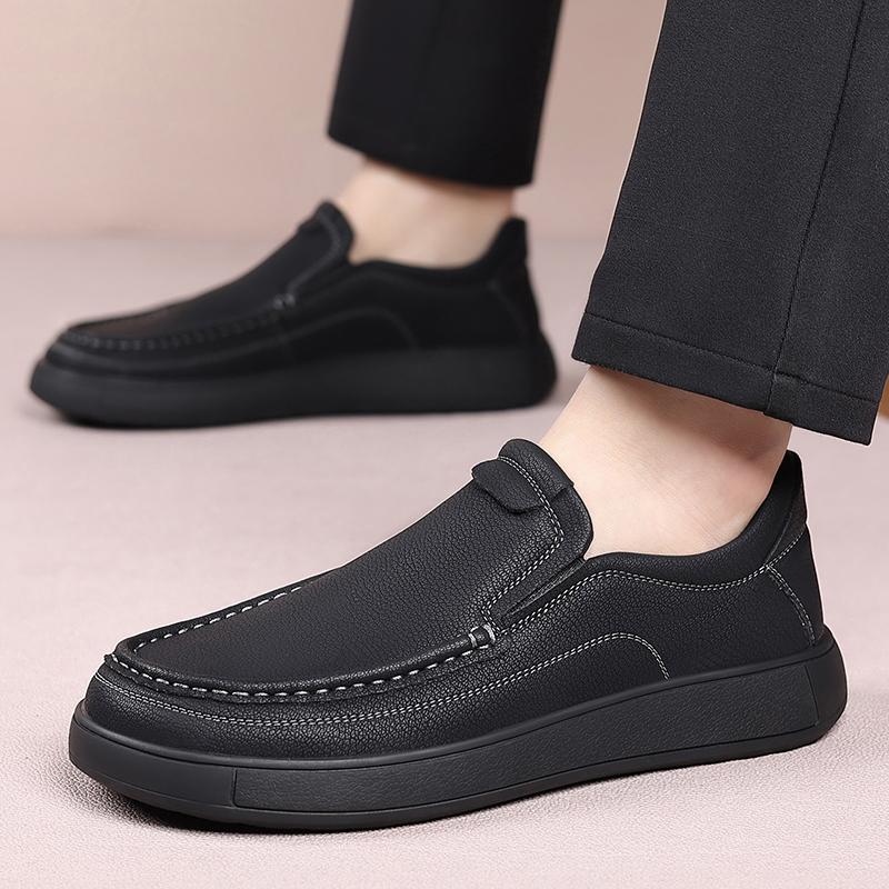 Fashion High Quality Handmade Stitched Comfortable Casual Leather Shoes Brand Business Versatile Commuting Shoes Fashionable Men Loafers