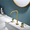 Basin Faucet Brass Rose Gold Bathroom Faucet Widespread Bathroom Sink Faucets 3 Hole Double Handle Hot And Cold Water Tap