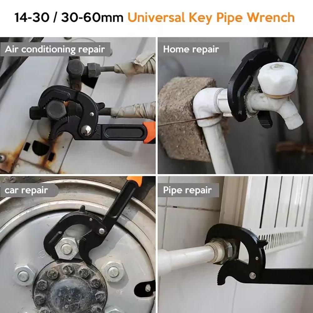Pipe Wrench 14-30/30-60mm, Open End Wrench Set, High Carbon Steel N Pressure Grip Tool, Multiple Hand Tool for Plumber