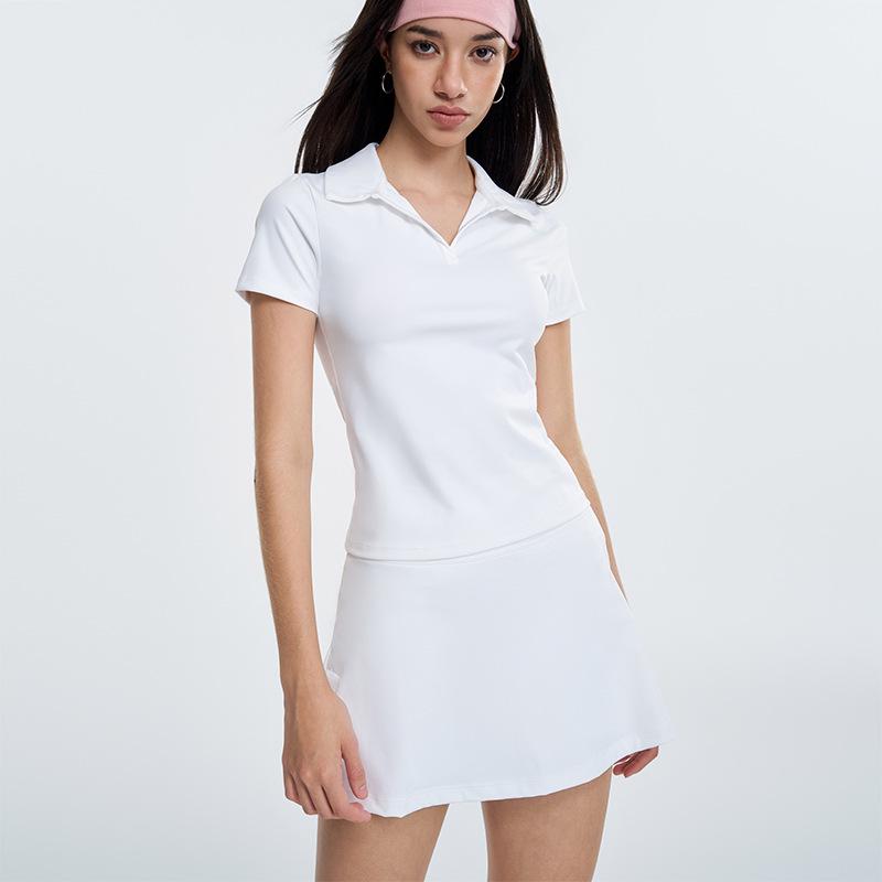 Women's Breathable Sports Polo Shirt and Shorts Set - Quick-Dry, Lightweight, Short Sleeve, for Tennis, Fitness, Yoga, or Outdoor Activities
