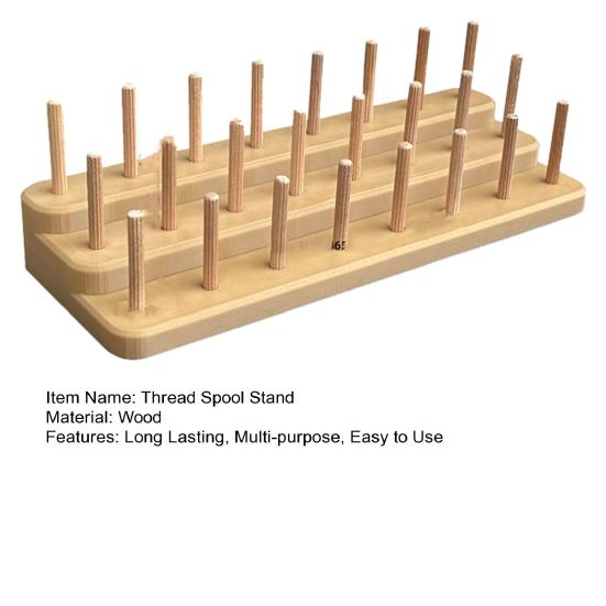 Fly Tying Thread Spool Stand Sturdy Construction Compact Design Multi-purpose Wooden Spools Thread Holder Organizer