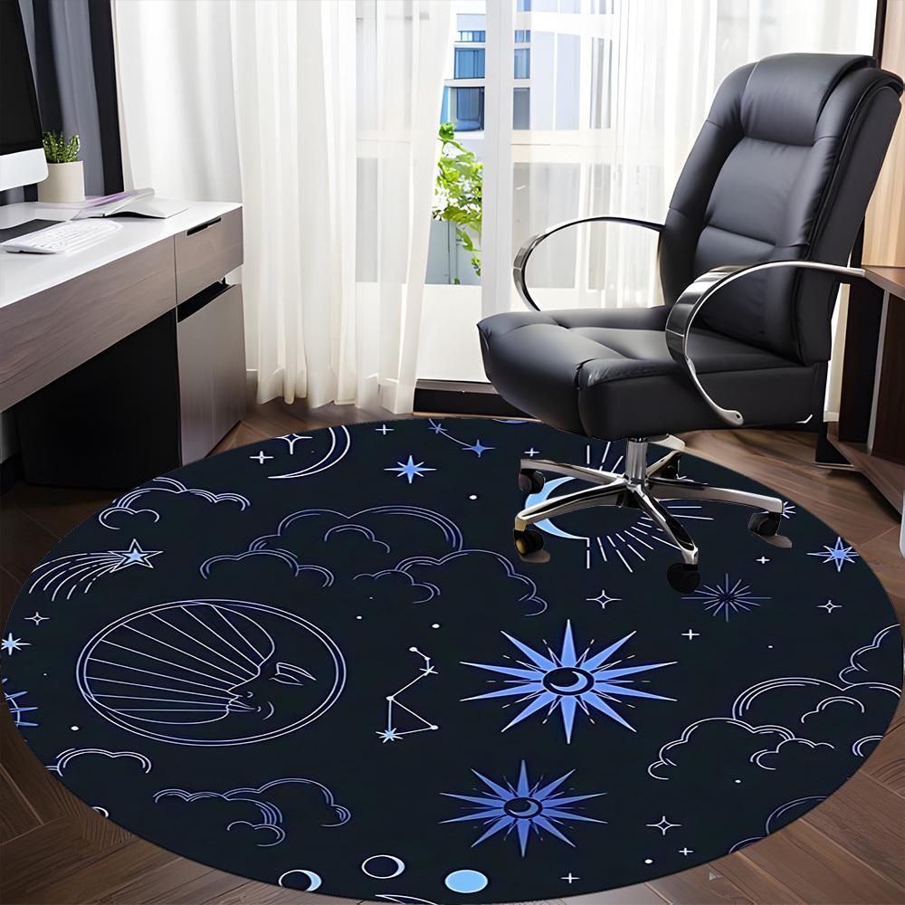 1pc Celestial Patterns Chair Carpet for Office Non-Slip, Machine Washable Rug for Office, Room - Polyester, Machine Made yy251029171