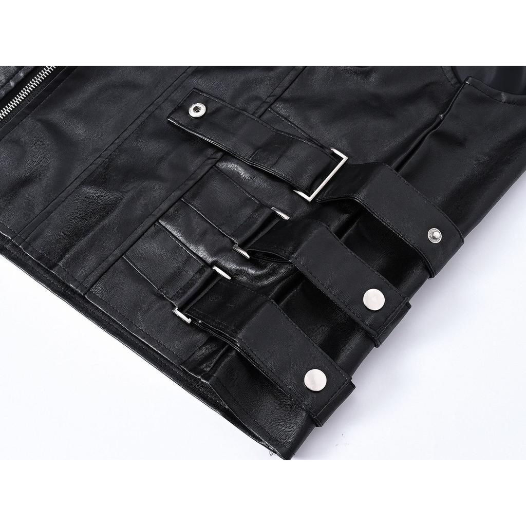 Men's Casual Imitation Leather Vest Spring and Autumn Cross-border Korean Version of Fashion Trend Single-breasted Jacket Vest Men's