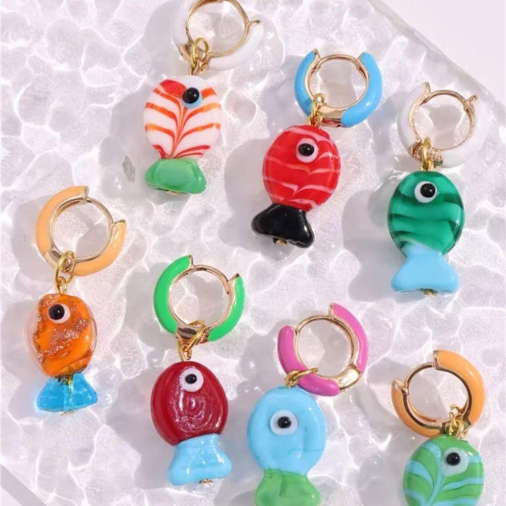 Starfish Charms Ear Buckle Lip Hoop Earrings Simple Enamel Fish Earrings  Party