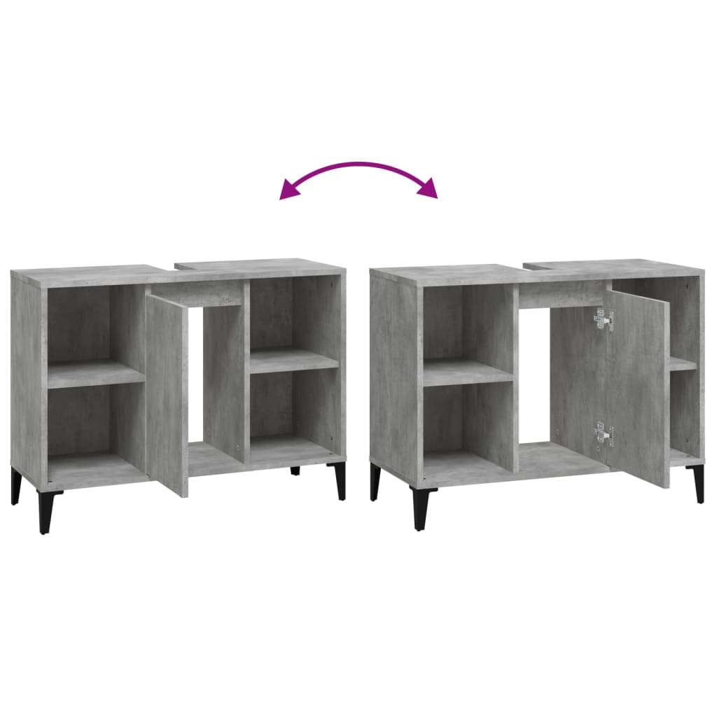 Bathroom Vanity Unit Concrete Grey 80 X 33 X 60 Cm Particleboard