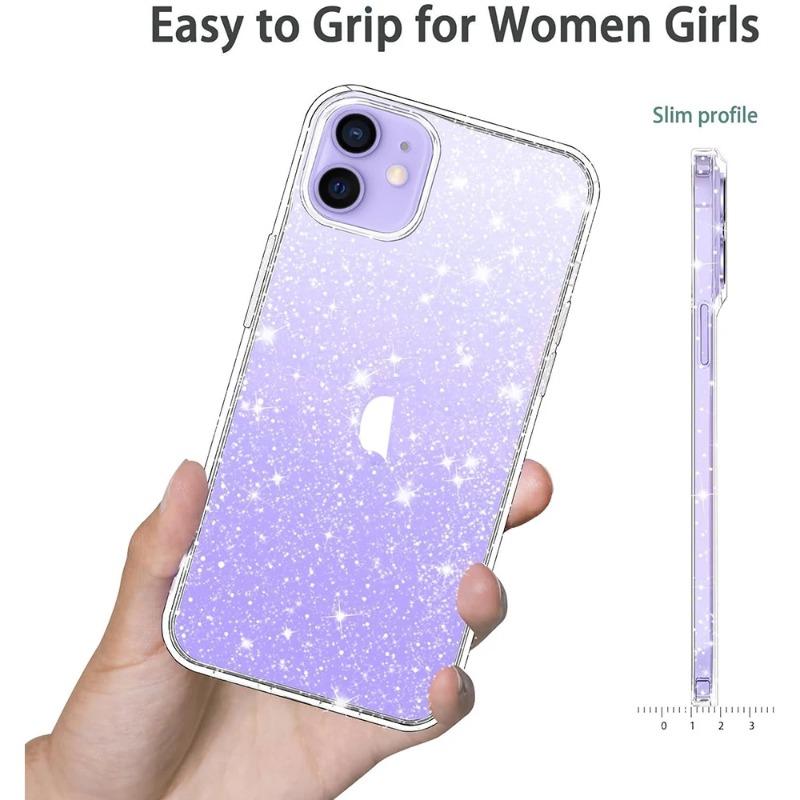 Glitter Clear Phone Case For iPhone 17 Air 16 15 Pro Max 14 Plus 13 Mini 12 11 16 E Transparent Women Girls Soft TPU Cover