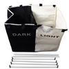 Double Laundry Hamper 2 Section Large Capacity Foldable Laundry Hamper Cloth Basket with Aluminum