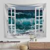 Window View Tapestry for Photography Background Fabric, Room Decorations Digital-printed Polyester Tapestries Living Rooms