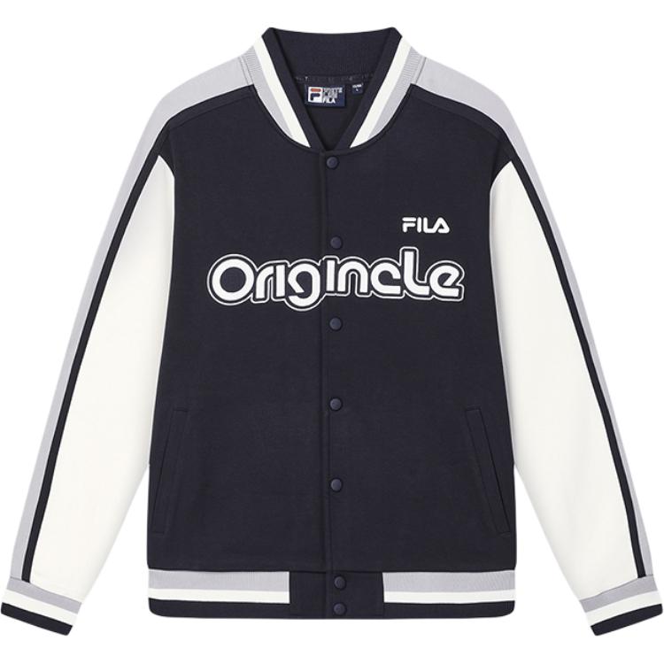 Fila Original Comfortable Casual Color Block Baseball Jacket Men Jackets Legendary-Blue F11M439501F-NV